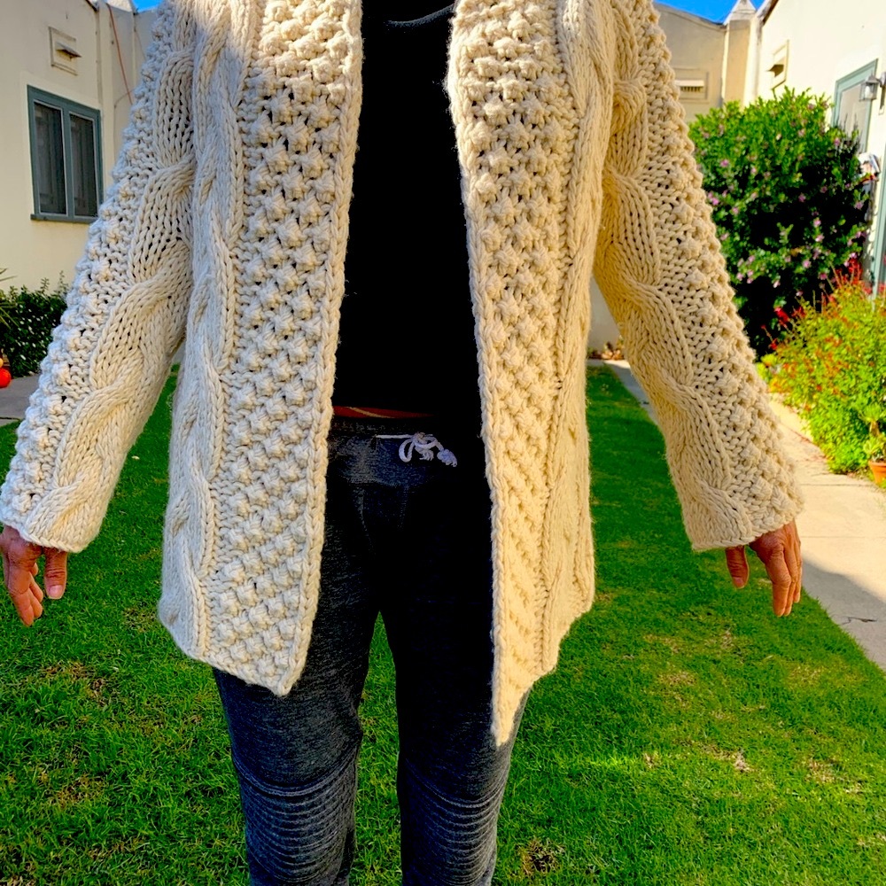 Handknit cable cardigan